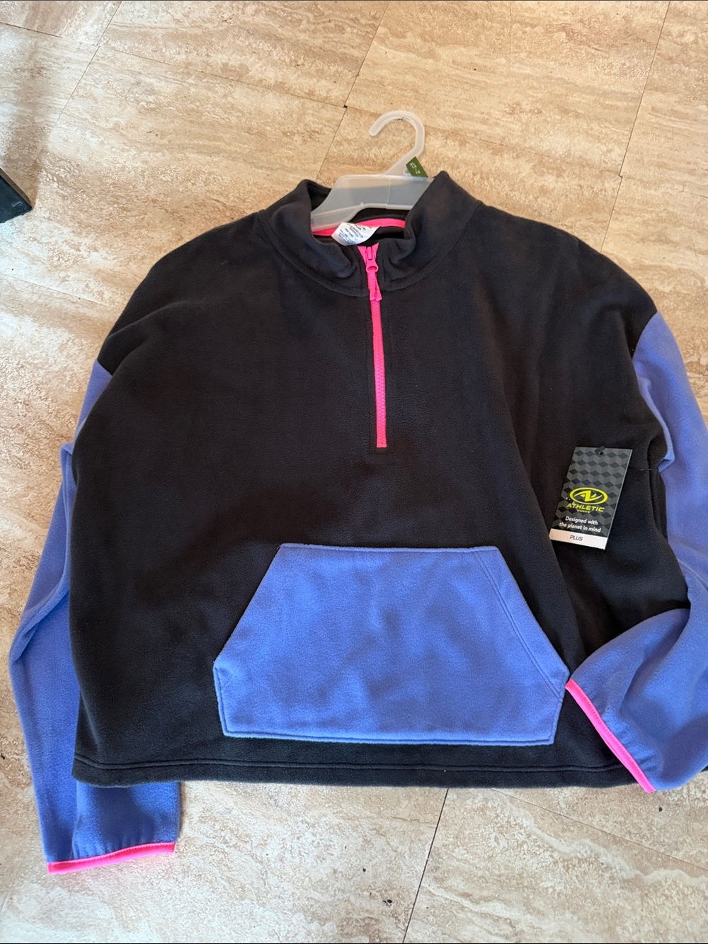 Athletic Works Black Fleece Pullover Jacket girls plus (XL) 14-16NWT